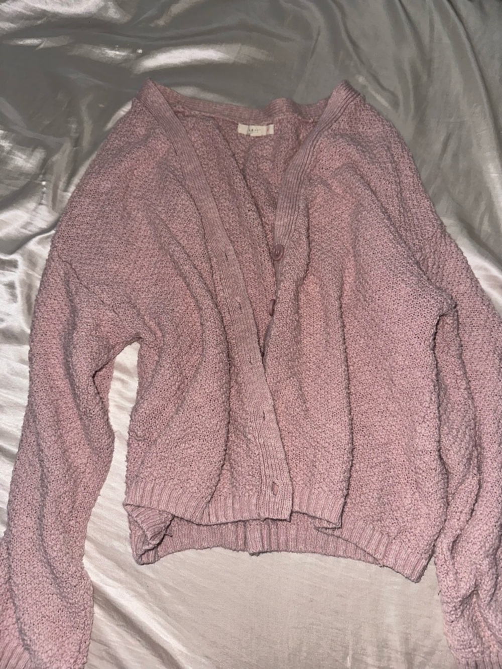 Pink Knit Button-Front Cardigan Sweater